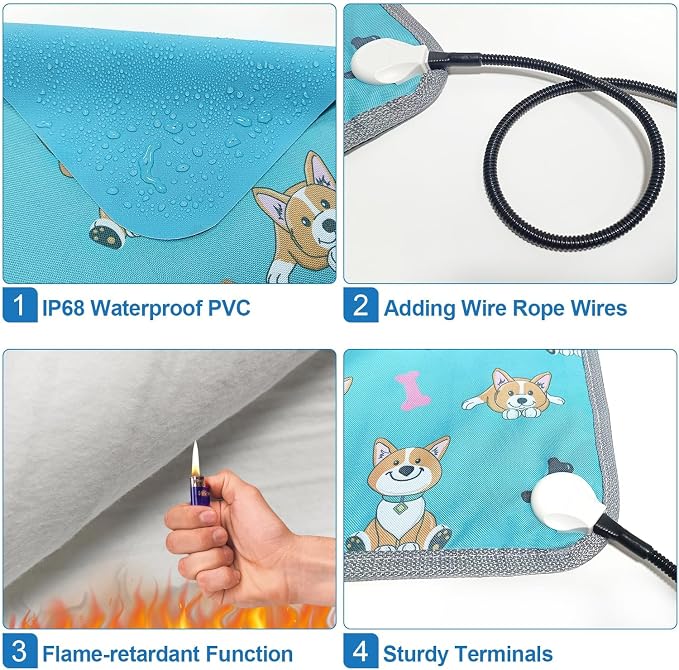 Cat Heating Pad, 22x18 in Heated Cat Bed, Adjustable Thermostat+Constant On - Image 5