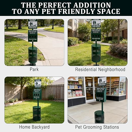 Dog Waste Station, 12 Gallons Pet Waste Bin, Outdoor Dog Waste Disposal System - Image 7