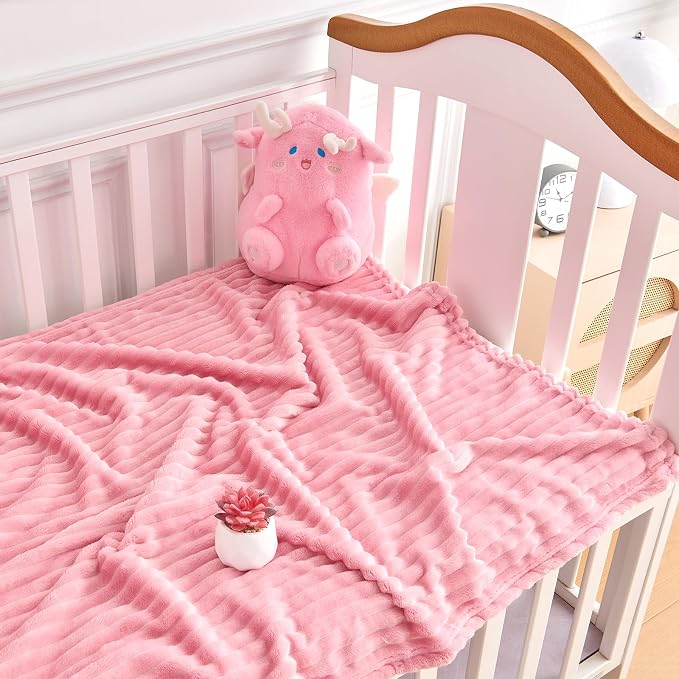 Soft Fleece Baby Blanket Ultra Cozy Pink Baby Blankets - Image 2
