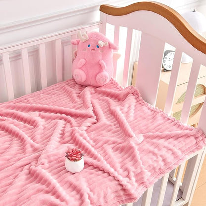 Soft Fleece Baby Blanket Ultra Cozy Pink Baby Blankets - Image 2