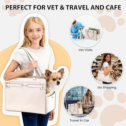 Dog Purse Carrier for Small Dogs, Stylish Foldable Pet Carrier Purse Tote Bag - Image 3