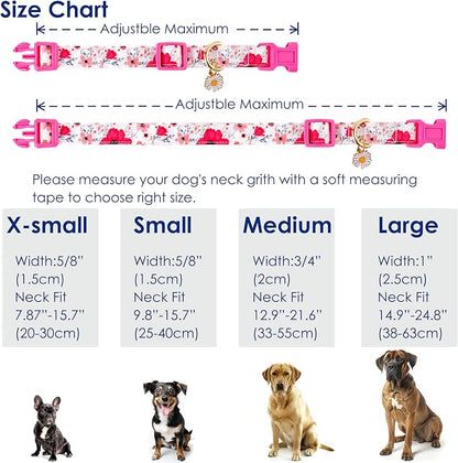 Cotton Dogs Collar Light Pink Flower Patterns - Image 4