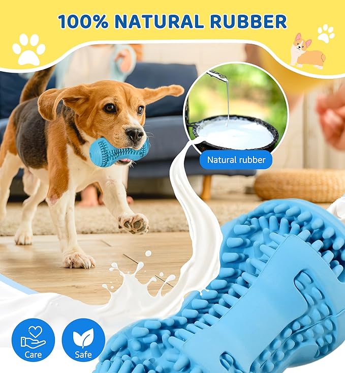 Durable Dog Chew Toy for Teeth Cleaning, Natural Rubber Dental Toy for Small - Image 2