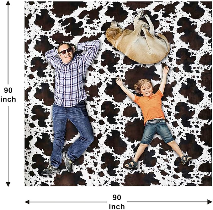 Bnuitland Cow Print Throw Blanket, Large Size 90x90 Inches - Image 4