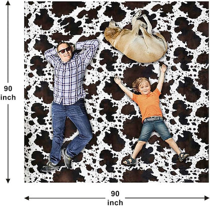 Bnuitland Cow Print Throw Blanket, Large Size 90x90 Inches - Image 4