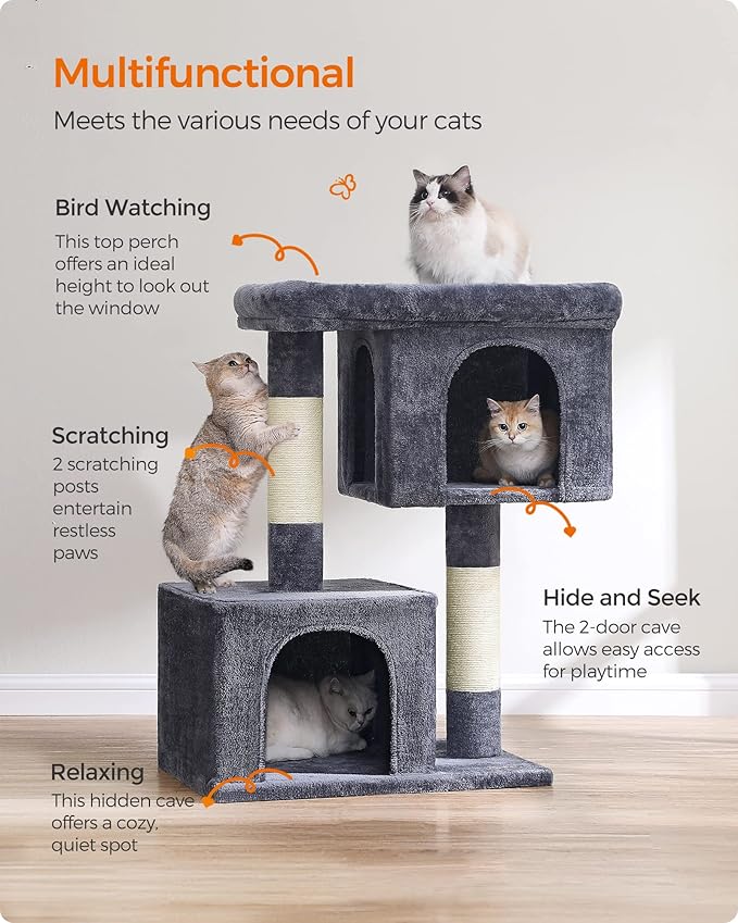 Feandrea Cat Tree, 40.6-Inch Cat Tower, Plush Condo - Image 4