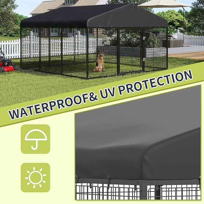 Outdoor Dog Kennel Steel for Medium/Small Dogs Anti-Rust Coating Cage - Image 7