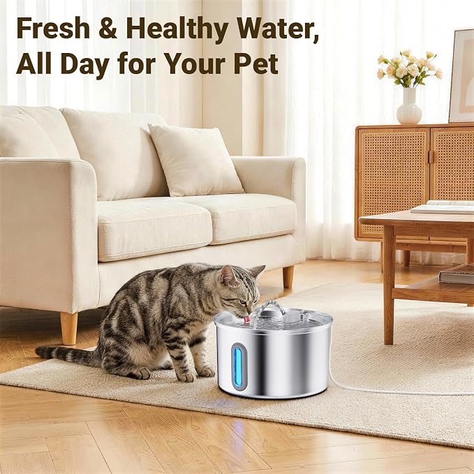 Cat Water Fountain Stainless Steel, 3.2L Cat Fountains - Image 5