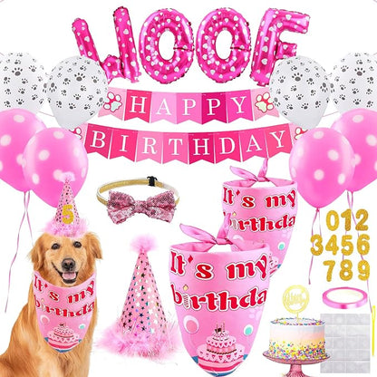 AROIC Dog Birthday Bandana Set, Pet Party Decorations Kit by AROIC