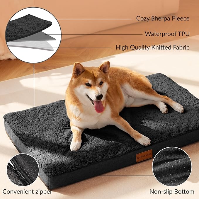 Patas Lague Orthopedic Dog Bed Large Sized Dog 36''X24'', Soft Waterproof Egg - Image 3