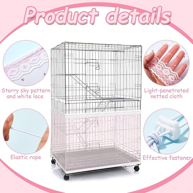 Shappy Large Bird Cage Cover, Bird Cage Seed Catcher, Adjustable Star Pattern - Image 3
