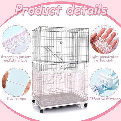 Shappy Large Bird Cage Cover, Bird Cage Seed Catcher, Adjustable Star Pattern - Image 3