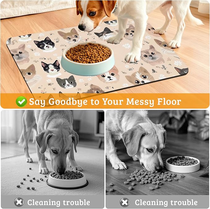 Pet Feeding Mat, Pet Photo Absorbent Dog Cat Food Mat Dog Mat - Image 4