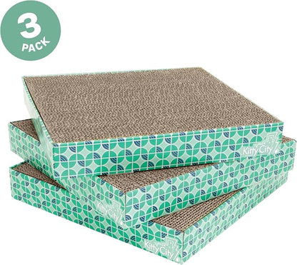 Kitty City Cat Scratcher Refill – 3-Pack Durable Corrugated Cardboard Scratch - Image 2