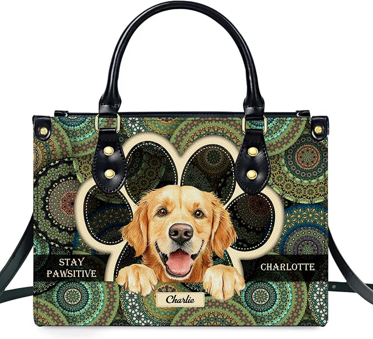 Personalized Pet Mom Leather Handbag – Custom Name Dog Cat Photo Purse - Image 8