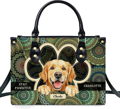 Personalized Pet Mom Leather Handbag – Custom Name Dog Cat Photo Purse - Image 8