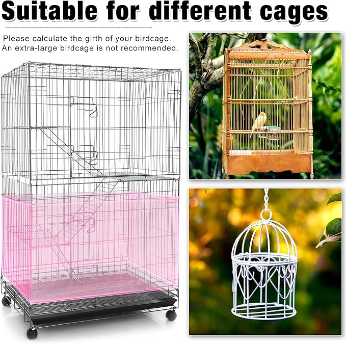 Shappy Large Bird Cage Seed Catcher, Bird Cage Cover Net Skirt Guard, - Image 4