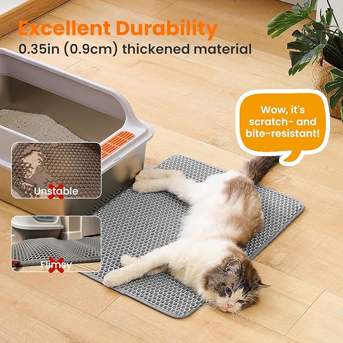 Cat Litter Mat, 24x18 Inches Large Double Layer Honeycomb Cat Litter Trapping - Image 6