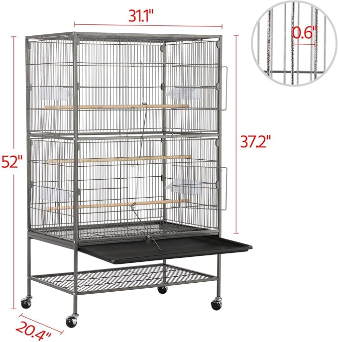 Topeakmart Wrought Iron Large Flight Parrot Bird Cage - Image 4