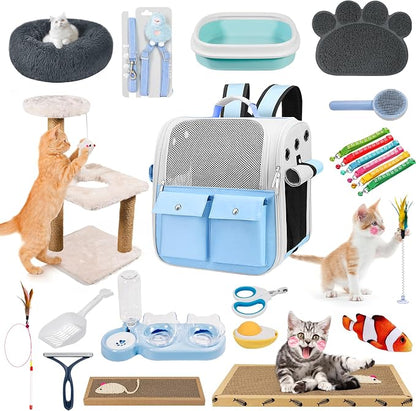 Kitten Starter Supplies Starter Kit, Including Bed, Litter Mat, Bowls and More by BERXOL