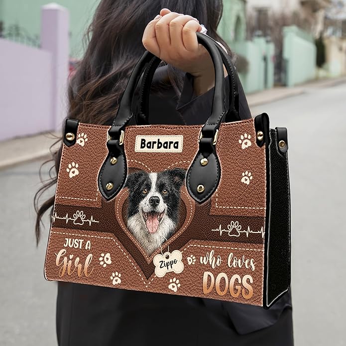 Personalized Pet Mom Leather Handbag – Custom Name Dog Cat Photo Purse - Image 2