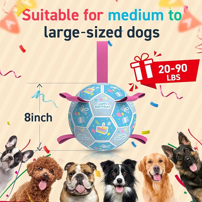 QDAN Dog Birthday Toys, Soccer Ball - Image 8