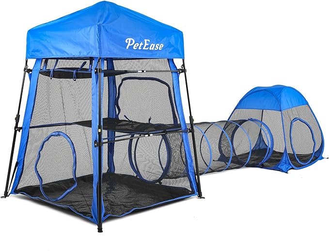 Catio Outdoor Cat Enclosure, 3-in-1 Extra Large Portable Cat Playpen by PETEASE