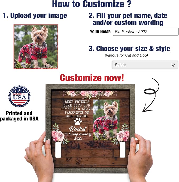 Customized Pet Memorial Frame Wood Dog in Picture Deceased Pet Personalized Dog - Image 2