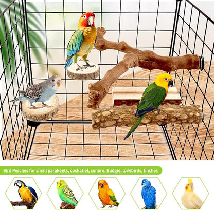 8PCS Natural Grape Wood Bird Perch Set - Image 7