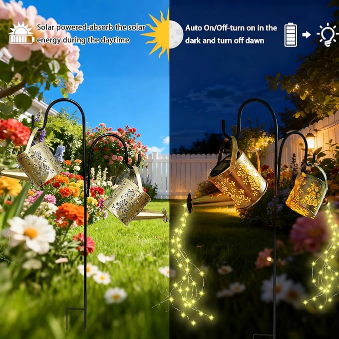 DDQ Solar Watering Can Lights, Warm White/Color LED - Image 5