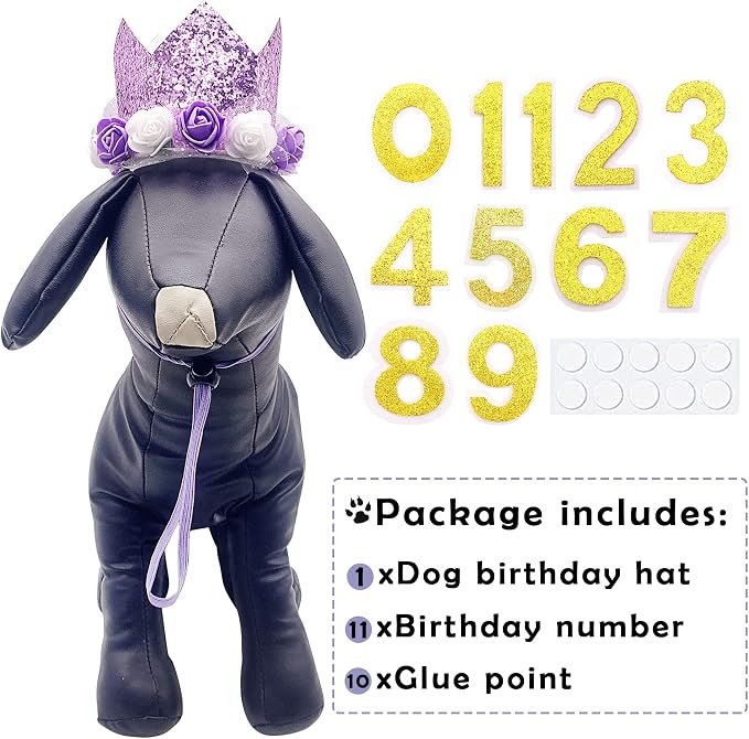 PET SHOW Purple Crown Dog Birthday Party Hat - Image 5