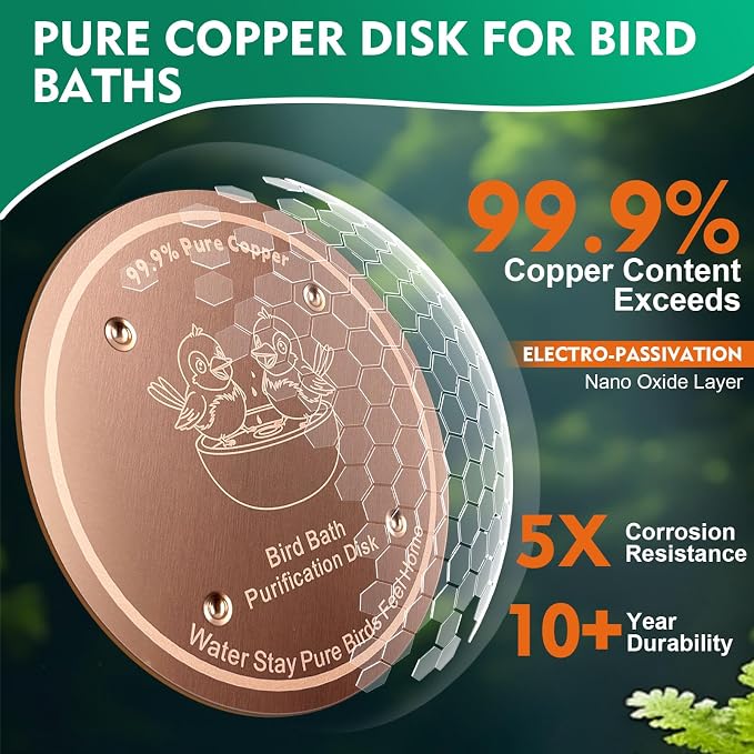 1 Pcs Copper Disc for Bird Bath | 99.99% Pure Copper Plate & Birdbath Disk | - Image 3
