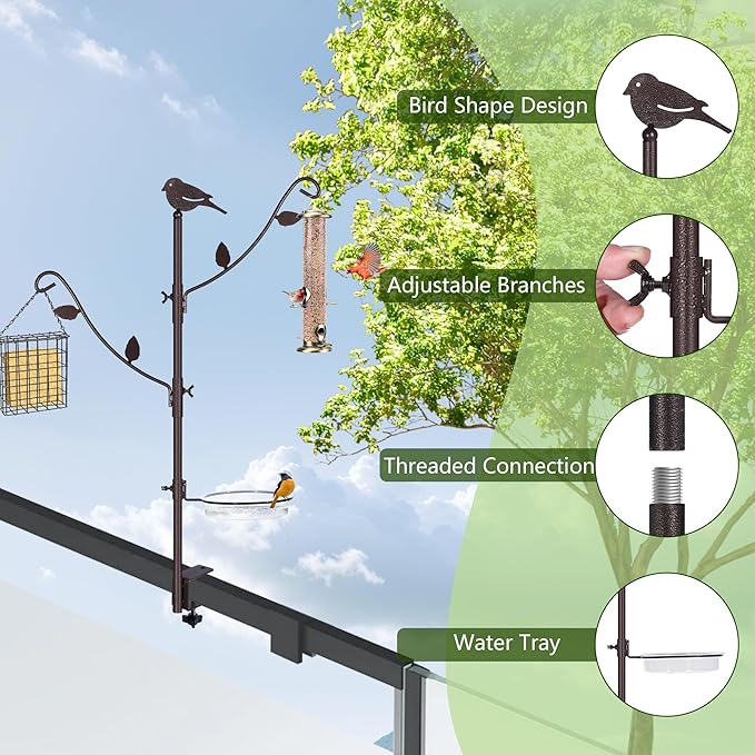 Deck Bird Feeder Pole Porch Multi-Hooks Hanging Kit - Image 3