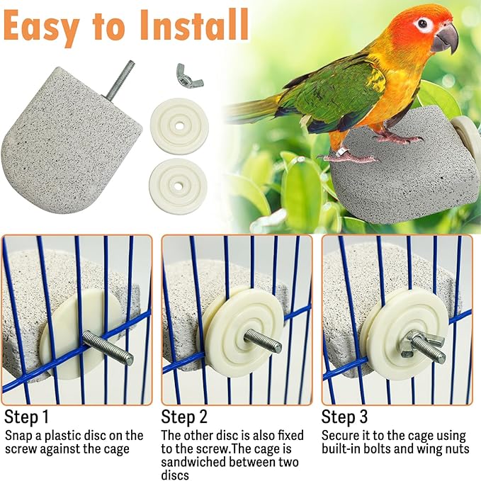 PINVNBY 4 PCS Bird Perch Stands Parrot Calcium Perch Beak Grinding Stone Foot - Image 6