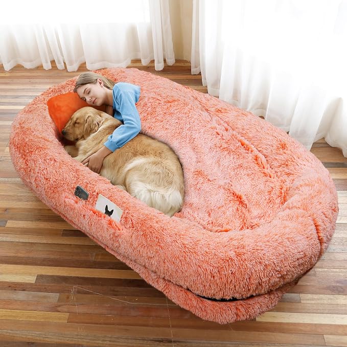 Human Dog Bed, Washable Faux Fur Pet Bed by WROS