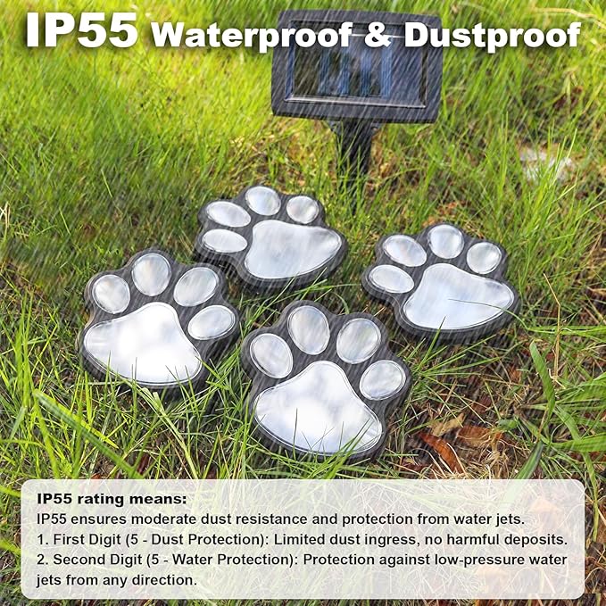 Animal Paw Print Solar Lights Outdoor Garden Decor, 4 Pack Paw Print Lights - Image 3