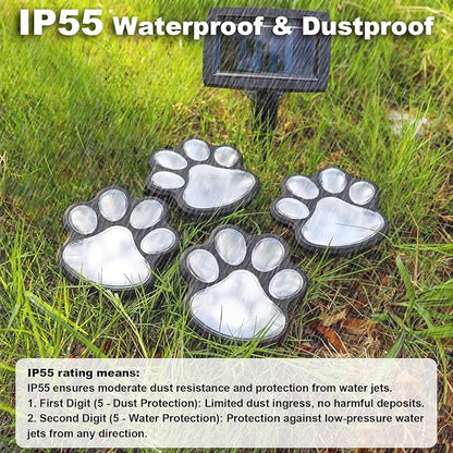 Animal Paw Print Solar Lights Outdoor Garden Decor, 8 Pack Paw Print Lights - Image 3