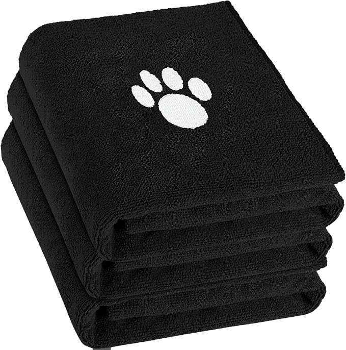 3 Pack Microfiber Dog Towels for Drying Dogs, Super Absorbent and Soft Pet by Puomue