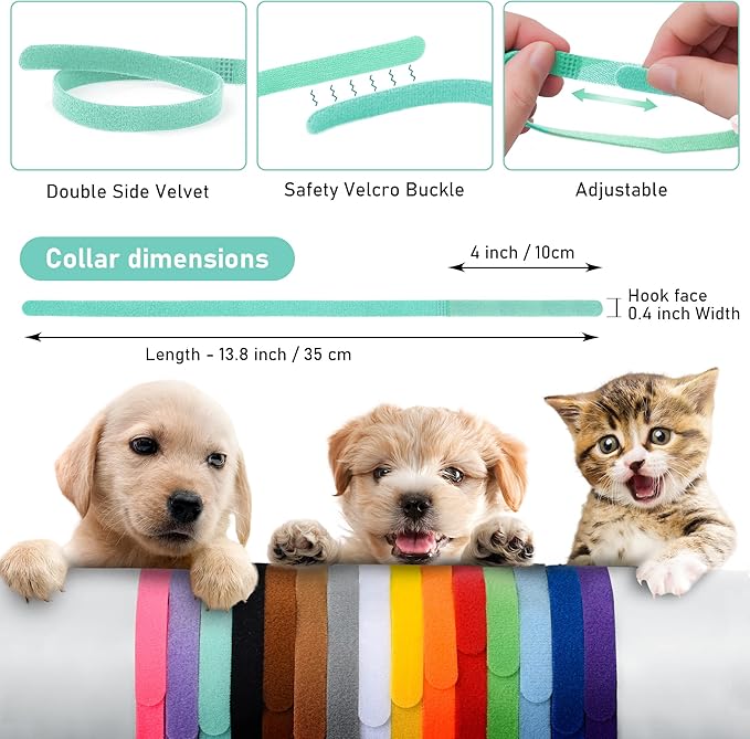 GAMUDA 15Pcs Newborn Puppy Collars, Super Soft Nylon Adjustable Whelping ID - Image 3