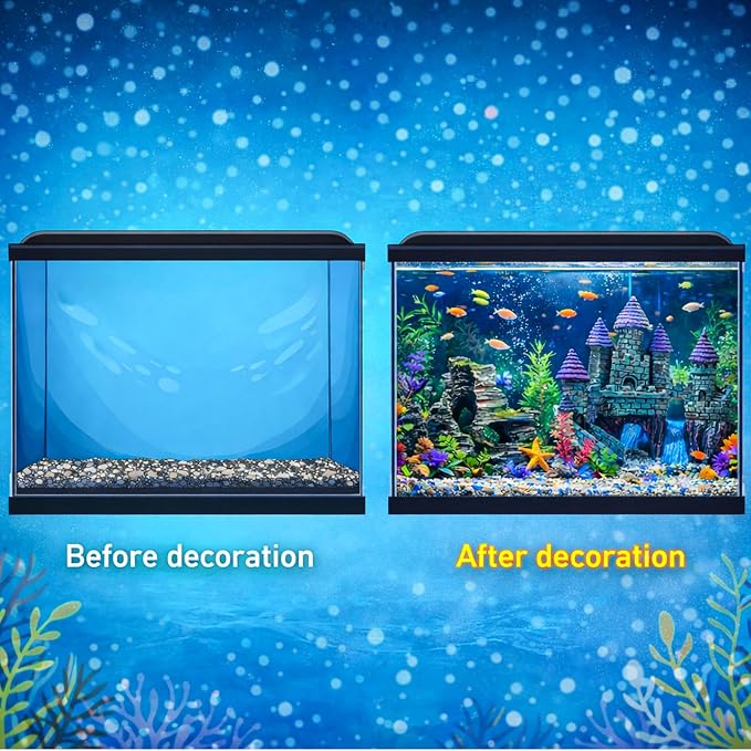 13 Pieces Aquarium Decorations Kit, Fish Tank Decorations Set Small Resin - Image 4