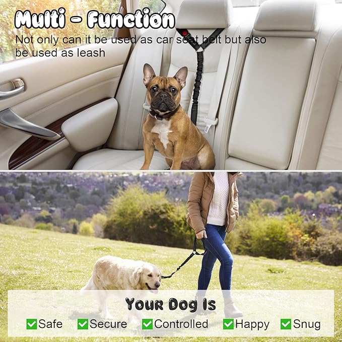 BWOGUE Pet Dog Cat Seat Belts, Car Headrest Restraint Adjustable Safety Leads - Image 6