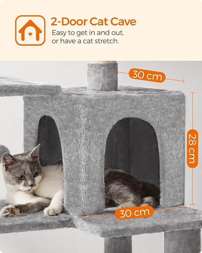 Feandrea Cat Tree, 55.1-Inch Cat Tower, Plush Multi-Level Condo - Image 6