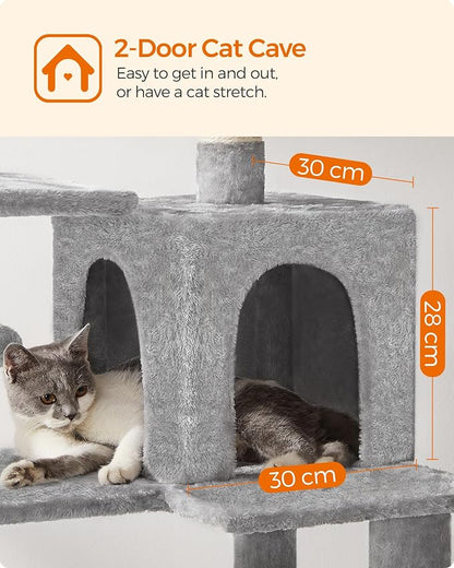 Feandrea Cat Tree, 55.1-Inch Cat Tower, Plush Multi-Level Condo - Image 6