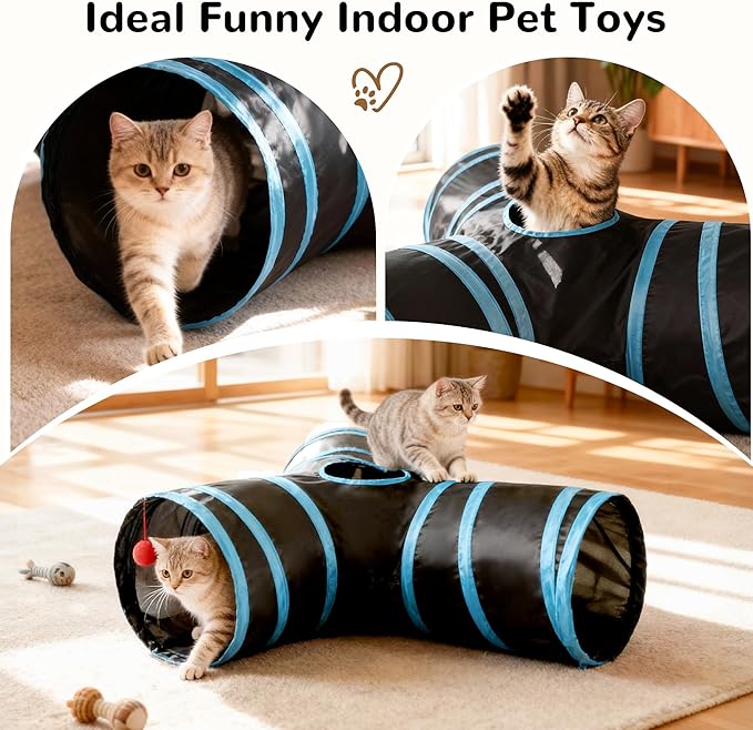 Tempcore Pet Cat Tunnel Tube Cat Toys 3 Way Collapsible, Tunnels - Image 8