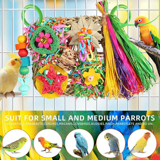 Bird Toys, Parakeet Toys Bird Foraging Toys Grass Mat Climbing Wall - Image 2