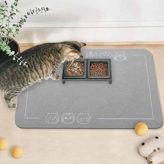 YCT Pet Food Mat, Non-Slip Bottom Absorbent Quick Dry Cat & Dog Feeding Mat by YCT