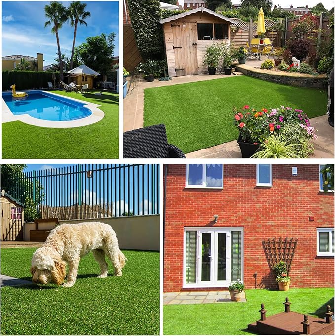 Artificial Grass Rug Outdoor Indoor 7FTX82FT Fake Grass Carpet Green Synthetic - Image 8