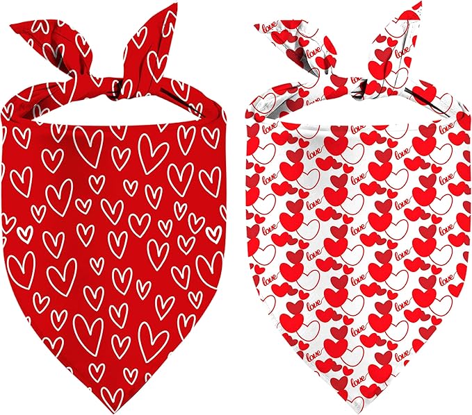 Valentines Dog Bandanas, 2 Pack Mother's Day Triangle Dog Bandanas, Reversible by Unknown