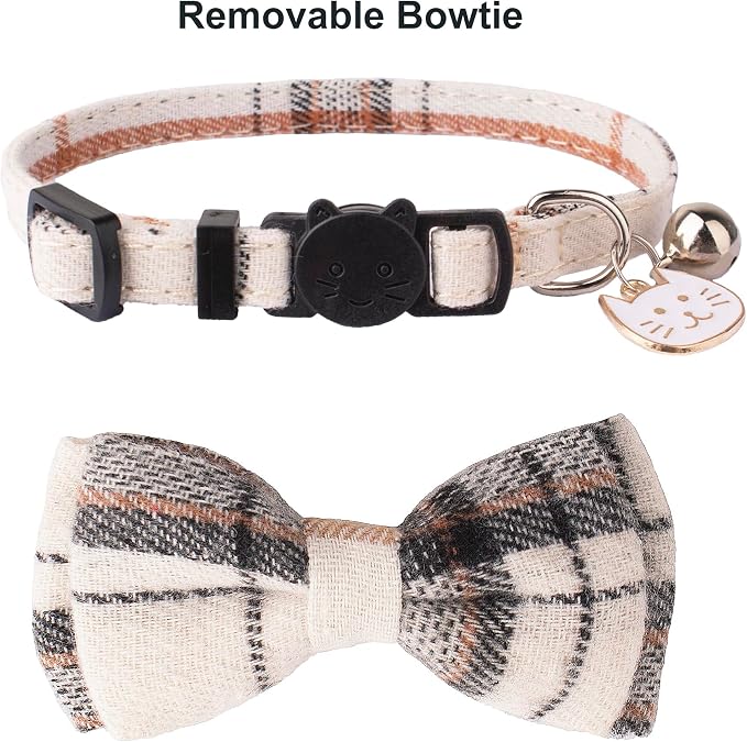 ADOGGYGO Plaid Cat Collar with Bow Bandana - Image 5