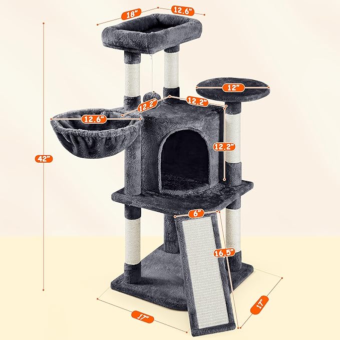 Yaheetech 42in Cat Tree Tower for Indoor Cats, Kitten House - Image 3